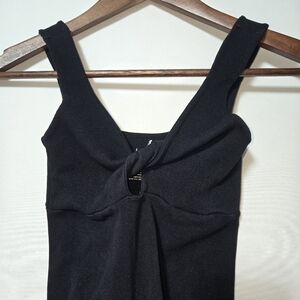 Free People Intimatley Front Twist Ribbed Black Tank Top